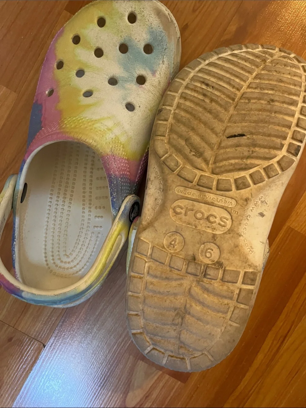 Crocs Kids Tie-Dye Yellow Multi Size 4
